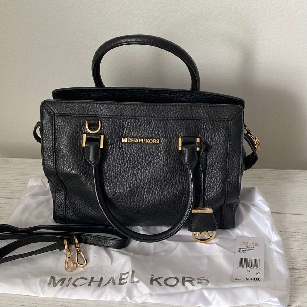 Michael Kors Black Satchel with Gold Accents